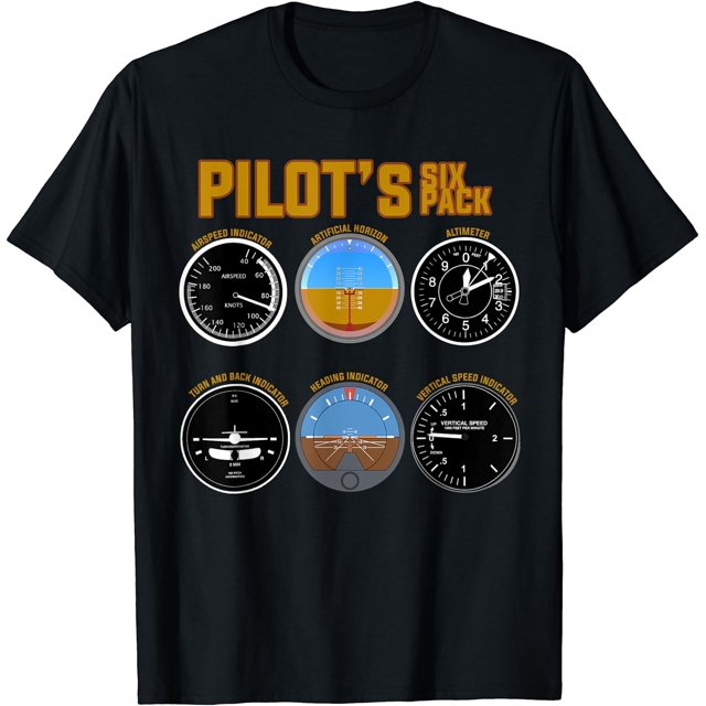 Pilot's Six Pack T-Shirt | Flight Instruments Aviation Shirt - Walmart.com