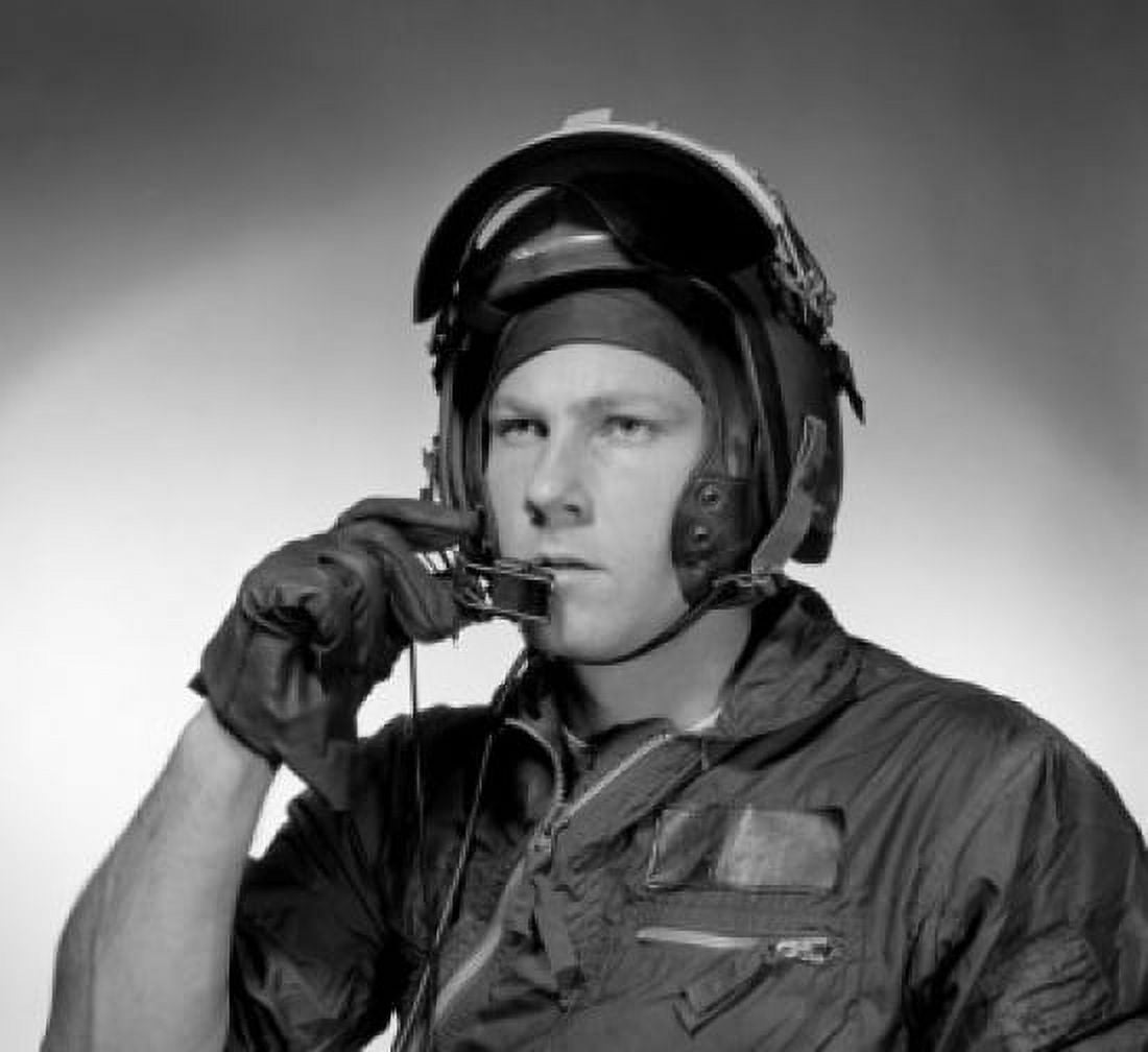 Pilot talking into helmet headset Canvas Art - (24 x 36)