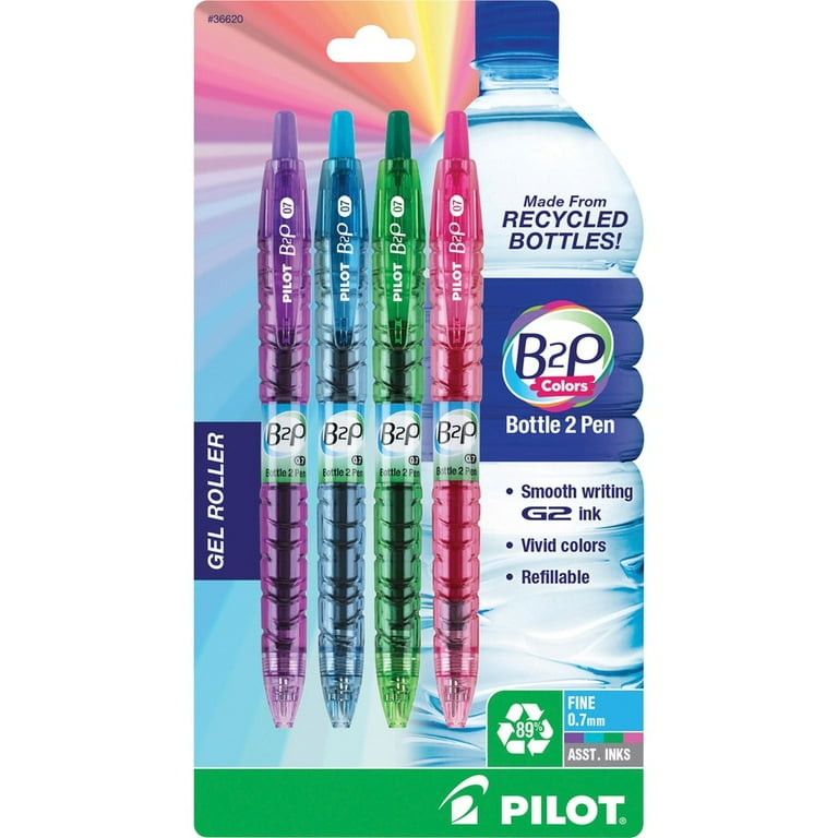 B2P Bottle-2-Pen Recycled Gel Pen, Retractable, Fine 0.7 mm, Assorted Ink and Barrel Colors, 4/Pack B2P Bottle-2-Pen Recycled Gel Pen, Retractable, Fine 0.7 mm, Assorted Ink and Barrel Colors, 4/Pack