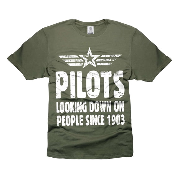 Pilots Looking Down Shirt Funny Pilot Tee Shirt Pilot Joke Shirt Aviation Shirts Pilot Birthday Gif (Small Military Green)