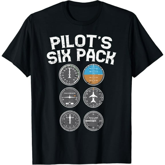 Pilots Six Pack Funny Flight Instruments Aviation Humor Gift T-Shirt men and women can wear, black, white, gifts