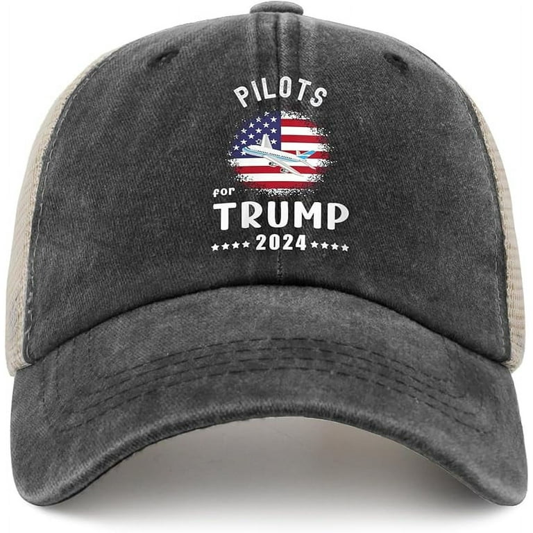 Pilots for Trump 2024 Hats for Men Baseball Humor Trucker Womens Black Travel  Hats Gift Hat Slogan Hat Camping Hat 