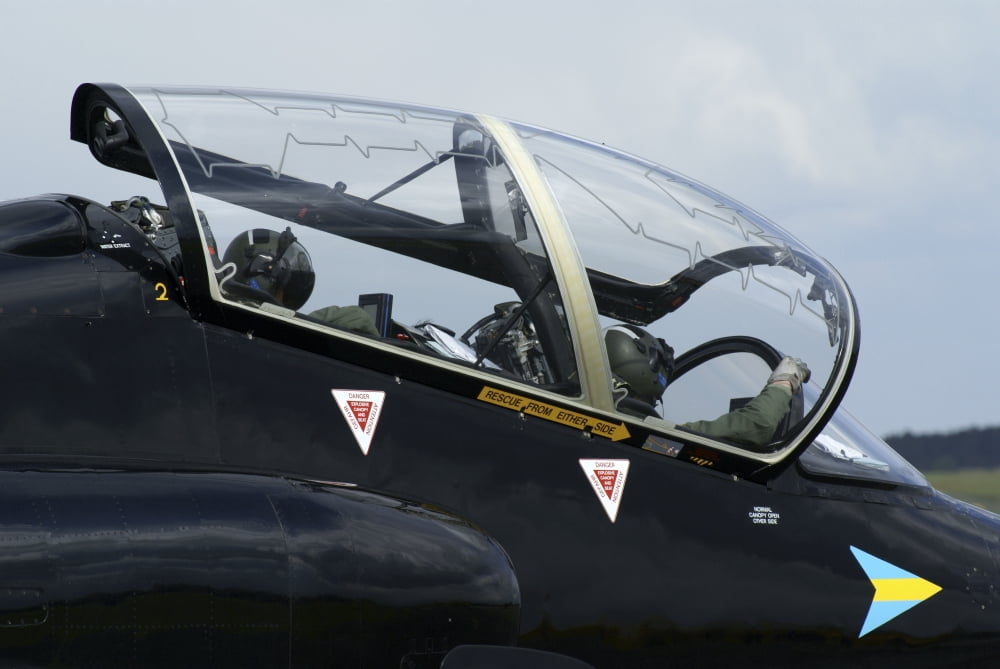 Pilots in the cockpit of a BAE Hawk T1 aircraft of the Royal Air Force Canvas Art - Ramon Van OpdorpStocktrek Images (35 x 23)