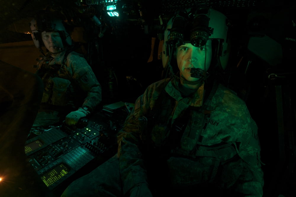 Pilots sitting in the cockpit of a UH-60 Black Hawk helicopter Canvas Art - Terry MooreStocktrek Images (18 x 12)
