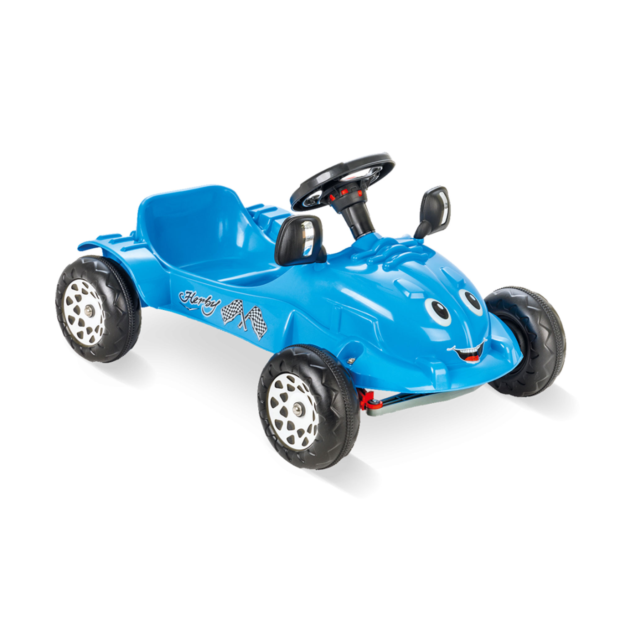 Pilsan Herby Pedal Car w/ Moving Mirrors and Horn for Ages 3 & Up, Blue - image 1 of 5