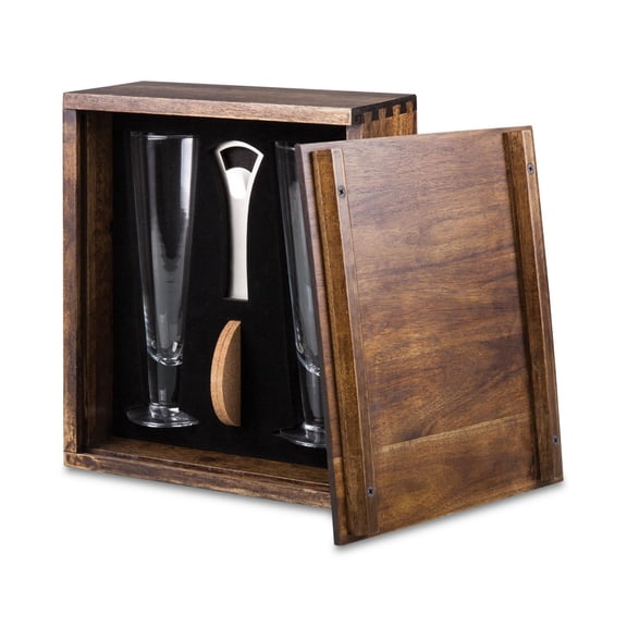 Pilsner Beer Gift Set in Wood Case - Complete Beer Drinking Essentials