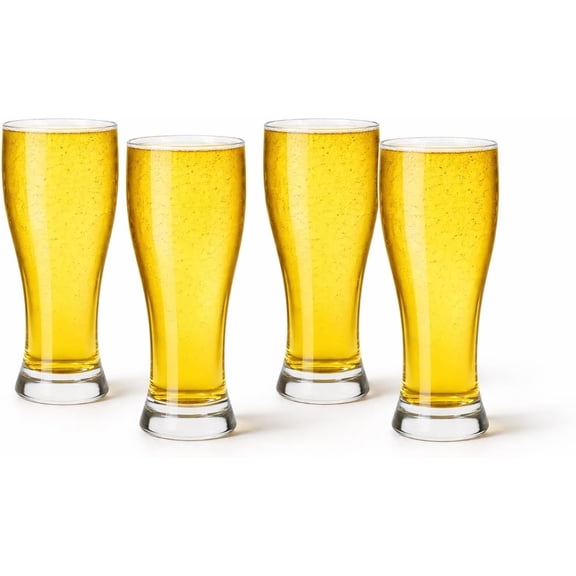 Pilsner Beer Glasses Set of 4  Classic Tall Craft Beer Cups for IPA, Lager, and Ales  Solid Glassware for Men & Women  12oz Bar Glass Set  Great Beer Gifts for Him, Her, or Home Bar