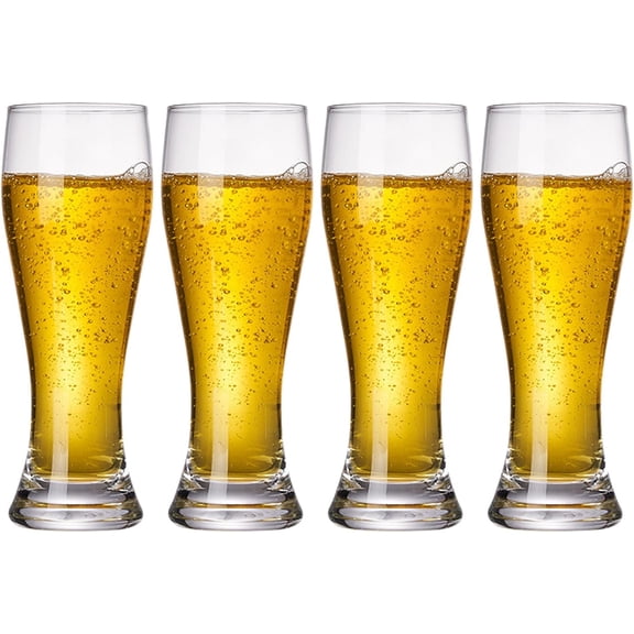 Pilsner Beer Glasses Ultra-Thin Craft Lead-Free for Beer Drinking Bliss Bar Glassware creative base Beer Glasses (CLEAR-4PACK)