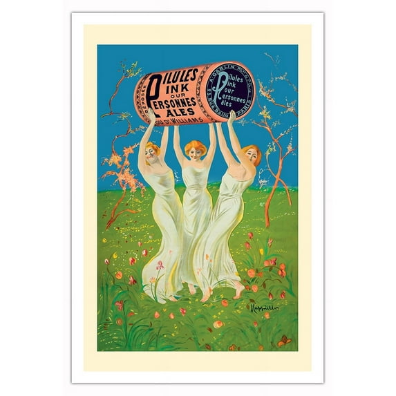 Pilules Pink Pills for Pale People (Pour Personnes Pâles) - Vintage French Advertising Poster by Leonetto Cappiello c.1910 - Fine Art Matte Paper Print (Unframed) 30x44in