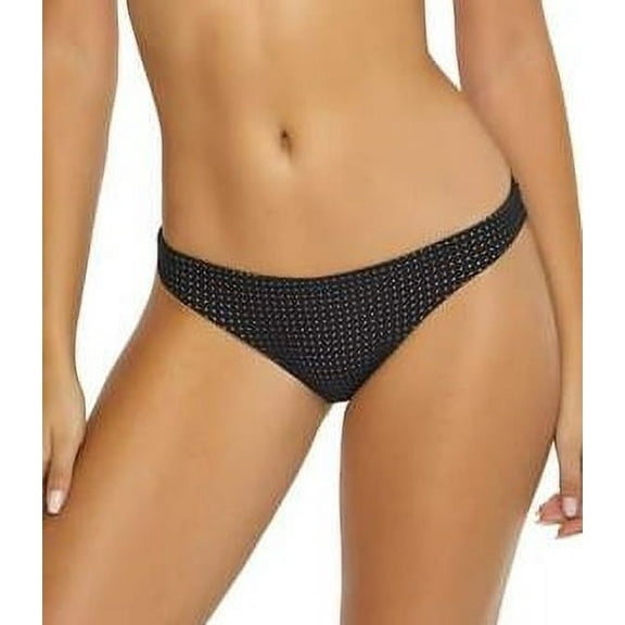 PilyQ BLACK Dusk Basic Full Cut Bikini Swim Bottom, US Small