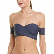 PilyQ BLUE Poseidon Layla Off Shoulder Bikini Swim Top, US Small