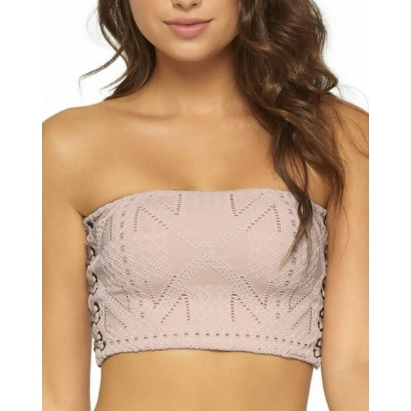 PilyQ BLUSH Corset Bandeau Bikini Swim Top, US Small