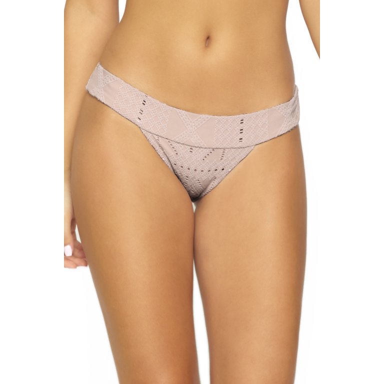 PilyQ BLUSH Thick Banded Brazilian Bikini Swim Bottom, US Large