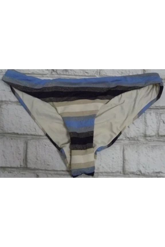 CANCUN Stripe Ruched Bikini Swim Bottom, US Large