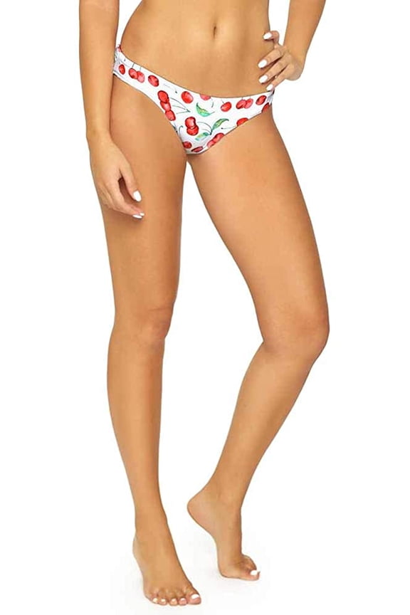 CHERRY Basic Ruched Bikini Swim Bottom, US Large
