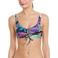 thumbnail image 1 of PilyQ MULTICOLOR Aralia Lace Up Halter Bikini Swim Top, US Large, 1 of 5