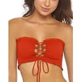 thumbnail image 1 of PilyQ RED Lust Reversible Smocked Lace-up Bandeau Swim Top, US D, 1 of 11