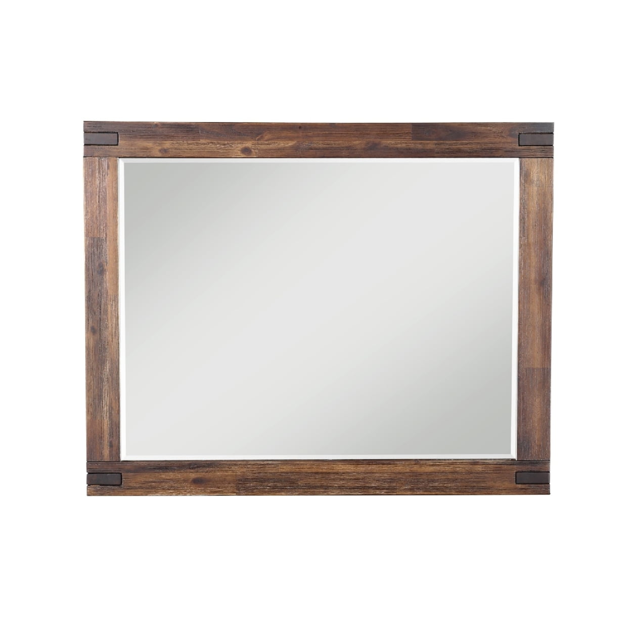 Pim 48 Inch Solid Wood Dresser Mirror with Metal Brackets, Rustic Brown Saltoro Sherpi