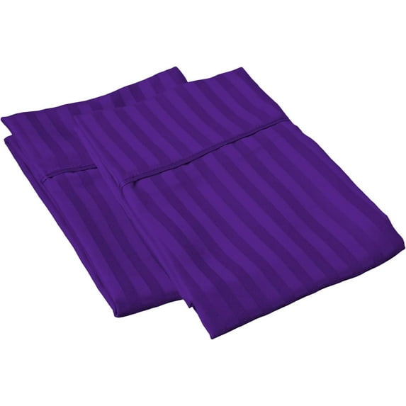 Pima Cotton 100% Soft & Durable, Available in 600-TC Luxury Pillow Covers, Luxurious Pima Cotton Pillowcase Set – Soft & Durable, Queen (20"x30") Size Pillows (Stripe, Purple)