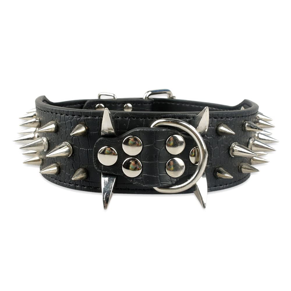 Bestia&trade; "black Giant" Genuine Leather Dog Collar With Screw Spikes And Soft Leather Cushion. All Black. 2.5 Inch Wide. Handmade In Europe! - New Zealand