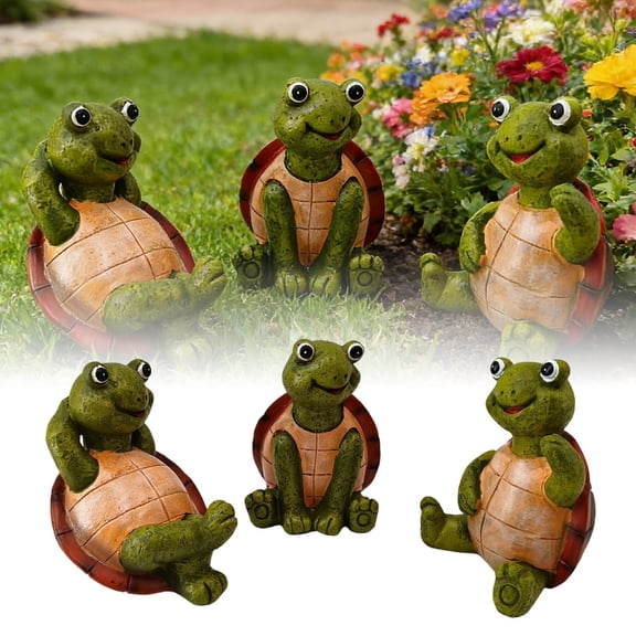 Pimea 3 Pcs Resin Turtle Garden Statue 4" Outdoor Decorative Figure For Pond Weather