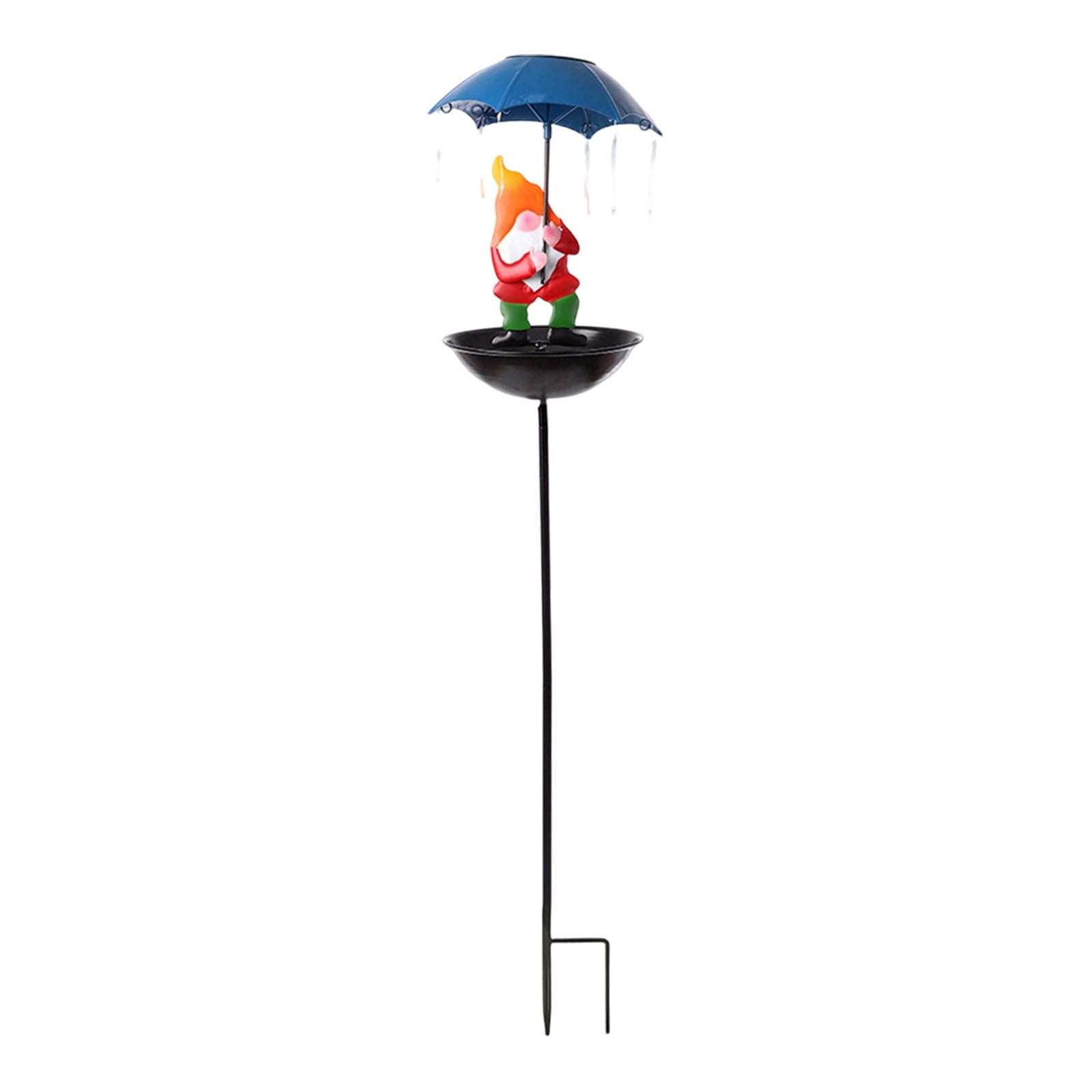 Pimea 33.86" Bird Feeder with Umbrella, Solar-Powered Metal Garden Stake, Outdoor Bird Feeding Station