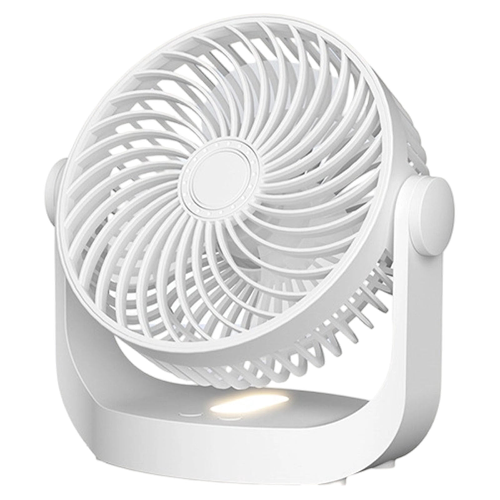 Pimea 8" White Portable Turbo Force Power Table Fan, 12ft Air Circulation Power, 5 Speed, 360° Pivot,Quiet,Rechargeable USB