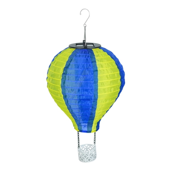 Pimea Outdoor Hanging Solar Lanterns, Hot Air Balloon Shape Solar Lanterns, Waterproof Garden Yard Pathway Lights, Warm White,for Patio, Yard, Courtyard Decor(Green)