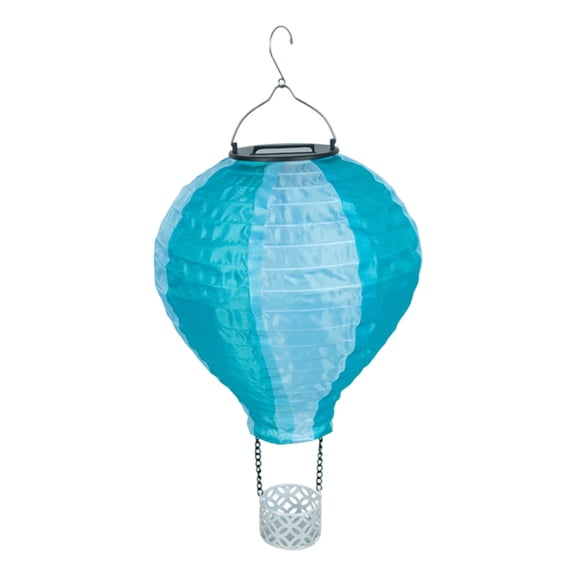 Pimea Outdoor Hanging Solar Lanterns, Hot Air Balloon Shape Solar Lanterns, Waterproof Garden Yard Pathway Lights, Warm White,for Patio, Yard, Courtyard Decor(Blue)