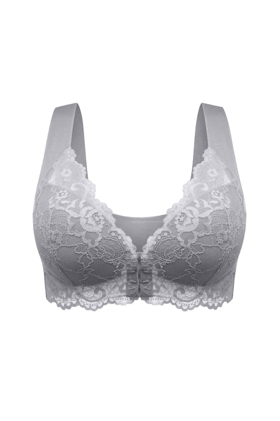 Bras for Women Push Up Bras Plus Size Bras for Women Sexy Lace Trim Front Closure Seamless Wireless Bras Ladies Comfort Compression Lift up Underwear Bra