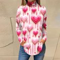 thumbnail image 1 of Pimelu Heart Sweater for Women Pink Sweatshirts for Women Valentines Day Fashion Heart Graphics Print Pullover Tops Spring Lightweight Long Sleeve Turtleneck Tee Shirts, 1 of 4