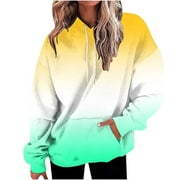 Cyber_Monday Deals Pimelu Hoodies for Women Womens Hooded Sweatshirt Fashion Drawstring Gradient Pullover Hoodies Tops Ladies Girls Long Sleeve Plus Size Hooded Sweater with Pocket Flash Deals