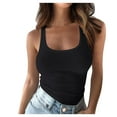 thumbnail image 1 of Pimelu Tank Top for Women Ribbed Tank Tops for Women Summer Casual Solid Sleeveless Tunic Shirts Ladies U Neck Soft Knitted Slim Fit Workout Top Summer Tops, 1 of 4