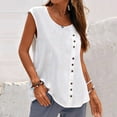 thumbnail image 1 of Pimelu Tank Top for Women Womens Tank Tops Summer Breathable Soft Cotton Linen Button Down Sleeveless Shirts Casual Solid Crewneck Ladies Plus Size Blouses Vest Tank Tops, 1 of 5