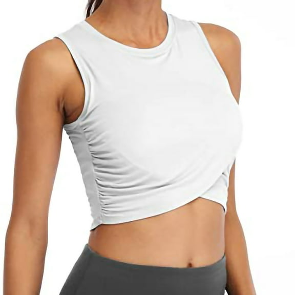 Pimelu Tank Top for Women Workout Tops for Women Casual Solid Breathable Sports Yoga Cropped Tank Tops Summer Plus Size Round Neck Sleeveless Shirt Blouses Tank Top for Women