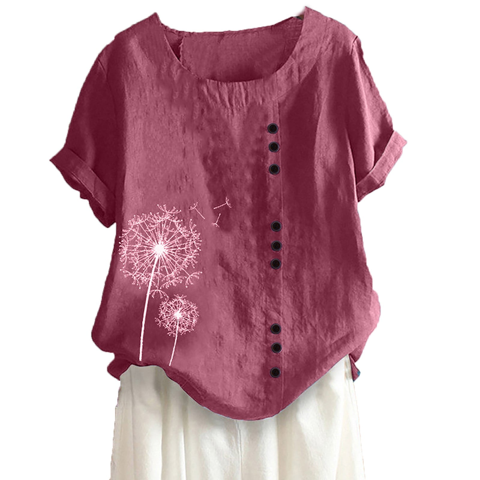 Breast Cancer Awareness Moon Graphic V-Neck Scrub Tops For Women - Short Sleeve Summer Fall Work Blouses 2025