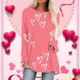 thumbnail image 1 of Pimelu Valentine Shirts for Women Womens Valentines Heart Tops Spring Ladies Long Sleeve Round Neck Pullover Blouses Trendy Heart Print Girls Valentine Day Sweater, 1 of 5