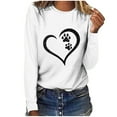 thumbnail image 1 of Pimelu Valentines Day Shirts for Women,Women's Tees Shirts,Cute Sport Vintage Oversized Sweatshirt for Women Plus Size Round Neck Long-Sleeve Pullover Women Tees Heart Paws Print Lightweight Pullover, 1 of 3