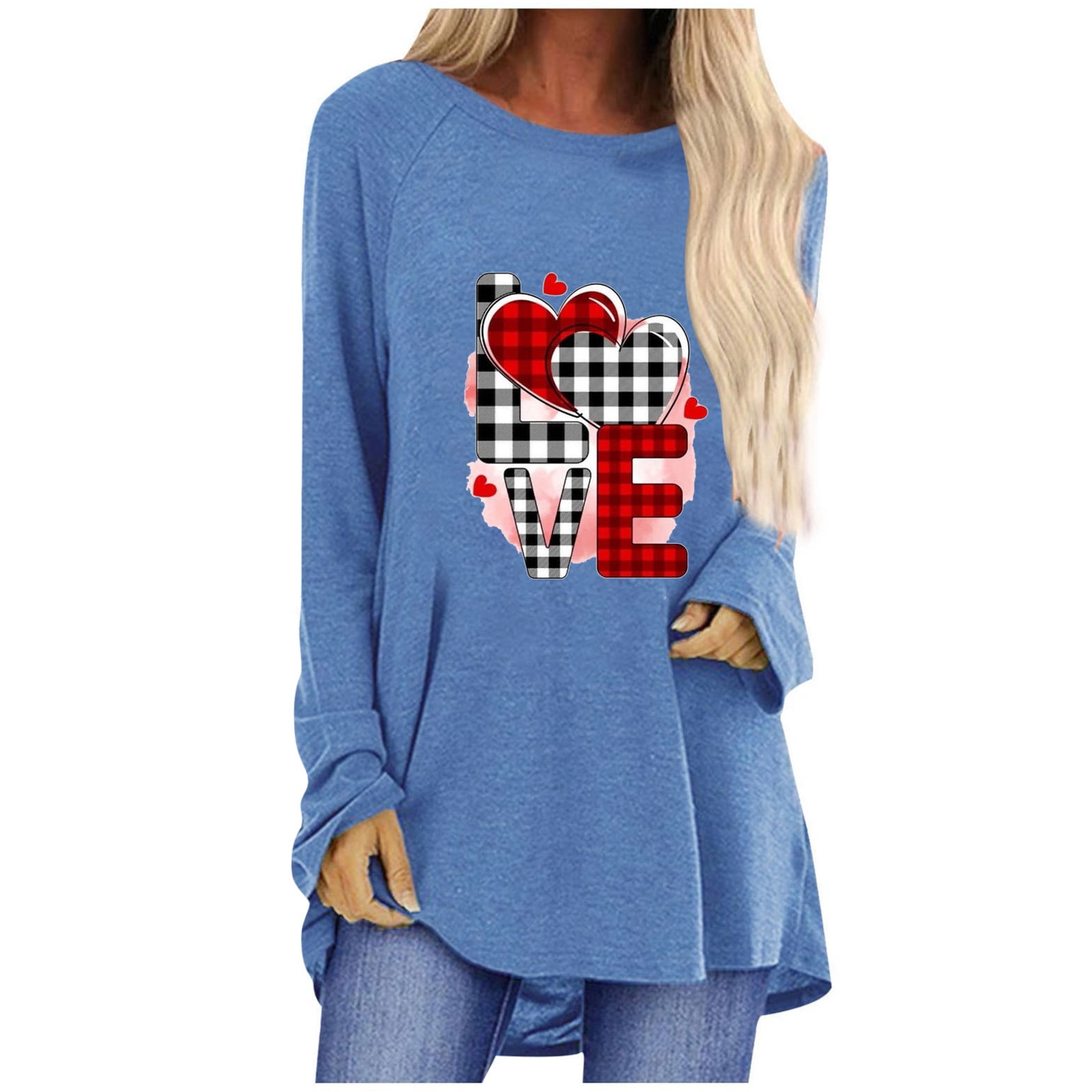 Pimelu Valentines Day Shirts for Women,Womens Heart Sweater,Womens