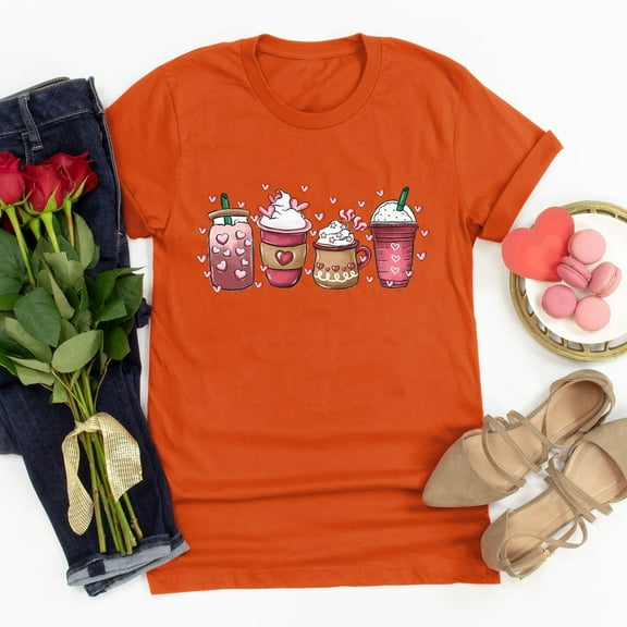 Pimelu Valentines Shirts for Women Shirts for Women Summer Tops for Women Trendy Cups Graphics Print Valentines Day Blouses Ladies Lightweight Short Sleeve Pullover Tees