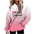 thumbnail image 1 of Pimelu Valentines Sweater Women Womens Valentines Day Hoodies Fashion Letter Print Graphics Drawstring Hooded Sweatshirt Ladies Plus Size Pocket Pullover Hoodies Tops, 1 of 3