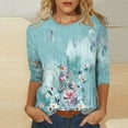 thumbnail image 1 of Pimelu Women's 3/4 Sleeve Shirts Sunflower Print Round Neck Loose Tops Comfy Soft Blouses Summer Casual Pullover Blouses Summer Trendy Tops Tshirts, 1 of 5