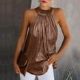 thumbnail image 1 of Pimelu Womens Blouses and Tops Dressy Womens Halter Tank Tops Sleeveless Mock Neck Metallic Shiny Tops Blouse Summer Sequined Shirts Ladies Girls Going Out Tops, 1 of 6