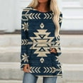 thumbnail image 1 of Pimelu Womens Long Sleeve Shirts Western Graphics Print Fit Tops Fall Casual Fashion Round Neck Blouses Crewneck Sweatshirt Pullover Tops Ladies Girls Blouses, 1 of 5
