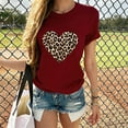 thumbnail image 1 of Pimelu Womens Summer Tops 2024 Womens Summer Tops Vintage Leopard Heart Graphics Tee Shirts Plus Size Casual Round Neck Short Sleeve Valentines Shirts Blouses Womens Tee Shirts, 1 of 6