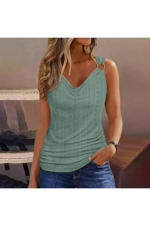 Womens Summer Tops Trendy V Neck Spaghetti Strap Zip Tanks T Shirts for Women Sleeveless Blouses Tops Dressy Hawaiian Tropical Print Camis Tunic Plus Size Shirts for Women