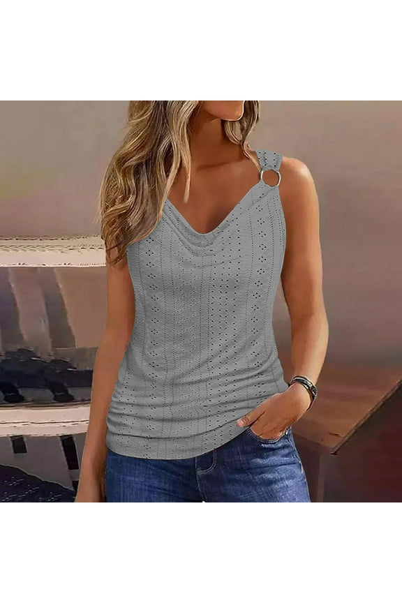 Womens Summer Tops Trendy V Neck Spaghetti Strap Zip Tanks T Shirts for Women Sleeveless Blouses Tops Dressy Hawaiian Tropical Print Camis Tunic Plus Size Shirts for Women