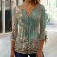 thumbnail image 1 of Pimelu Womens Tops Dressy Casual,Summer Tops for Women 3/4 Sleeve Blouses for Women Plus Size 2024 Soft Spring V Neck Teens Henley Tops Floral Print Blouses for Women Plus Size, 1 of 5
