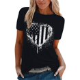 thumbnail image 1 of Pimfylm 4th of July Tops for Women Short Sleeve American Flag Print Shirts Classic Round Neck Patriotic Blouses(BK4,XXL), 1 of 4