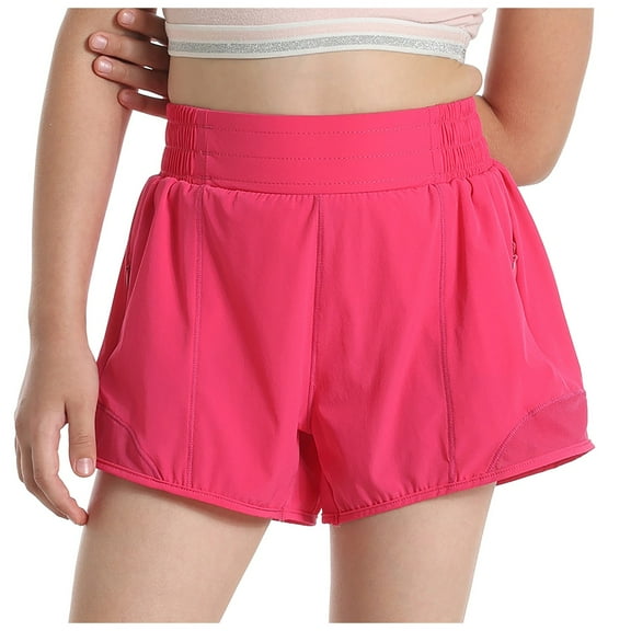 Pimfylm Baby Girl Shorts Girls Crossover Shorts Butterfly Flowy Cheer Flutter Dance Skort Skirt Athletic Running Kids Hot Pink,Size for 7-8 Years